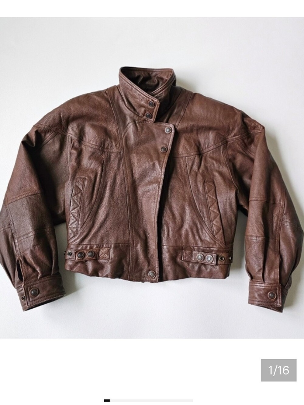 Vintage Adventure Bound Brown Leather Bomber Jacket Moto Style Cropped Size S